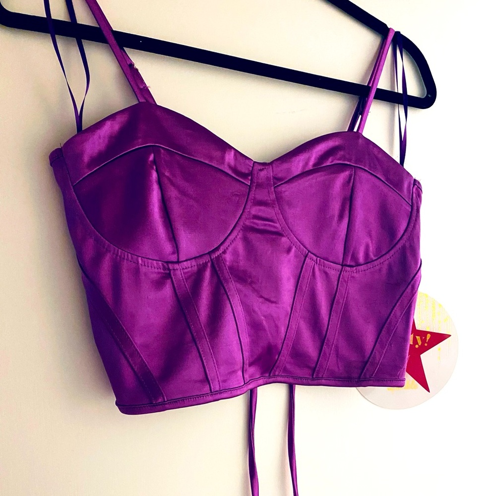 Satin Bustier Spaghetti Strap Top